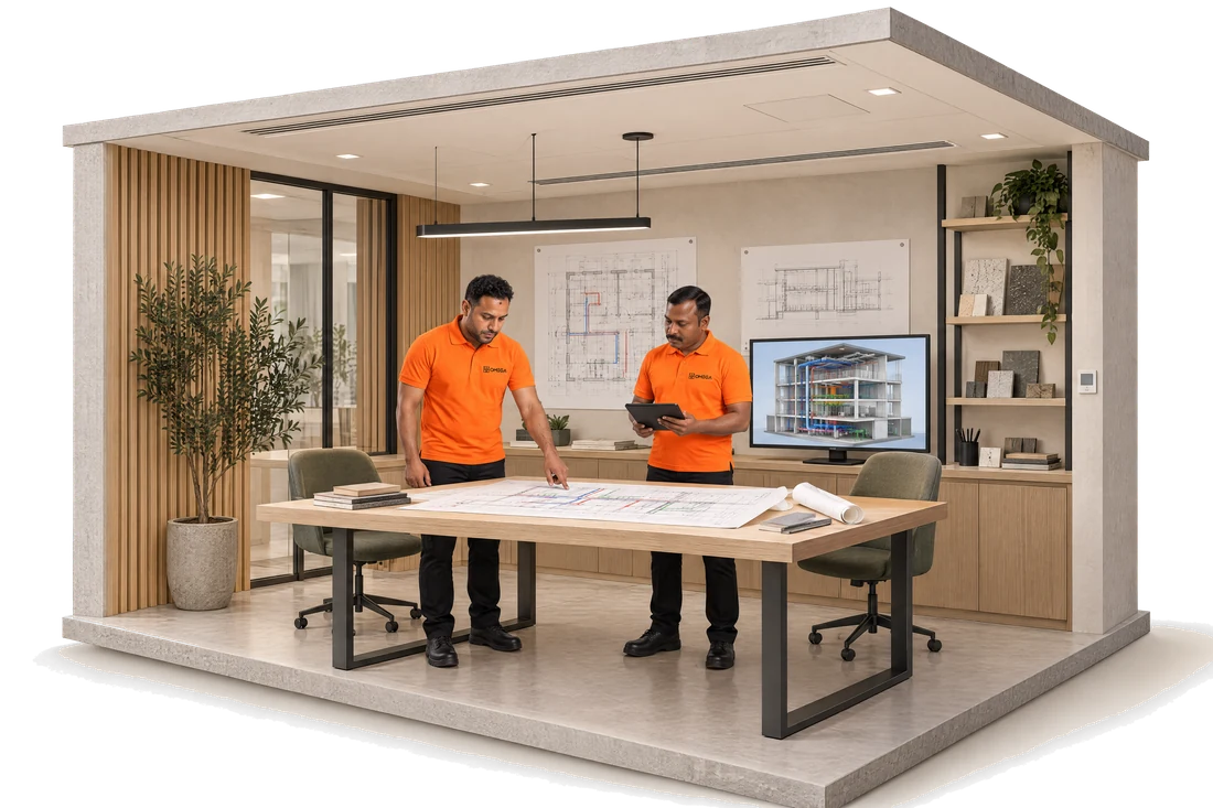 OMEGA engineers reviewing drawings