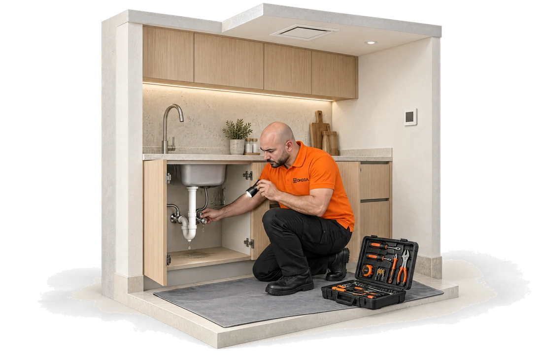 An OMEGA technician checking a leaking joint