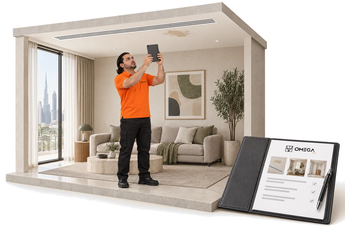 An OMEGA inspector documenting a ceiling finding with a condition report